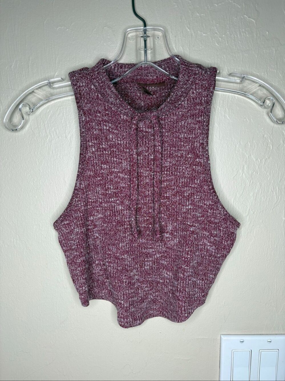 Gymshark Women's Marled Mauve Ribbed Mock Neck Sleeveless Crop Top Size Small-15